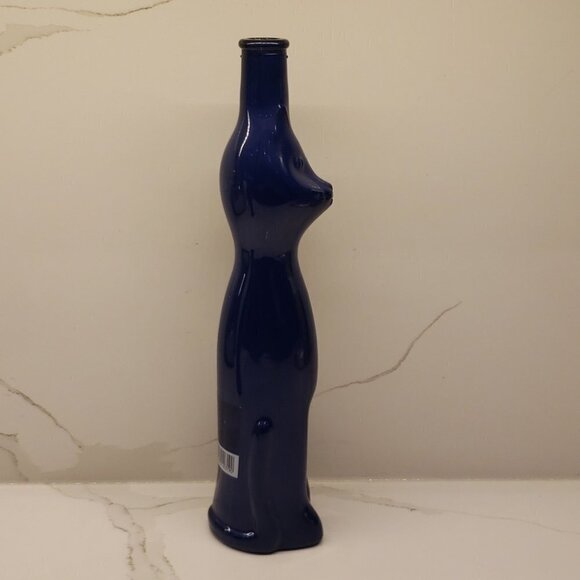 RHEINHESSEN Cat Decanter Navy Metalic Blue 13"h x 3"w - Picture 4 of 10